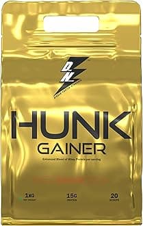 Divine Nutrition Hunk Gainer – 1 KG (Kesar Badam) | High-Calorie Mass Gainer for Muscle Growth & Weight Gain | Protein + Carb Blend | Tasty Kesar Badam Flavor | Gym Supplement for Men & Women