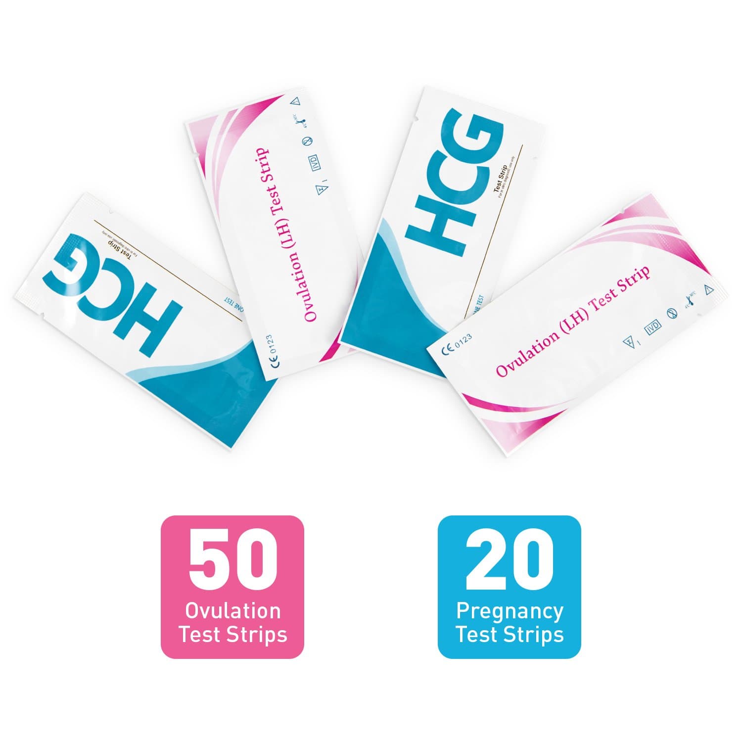 Ovulation Test Strips and Pregnancy Test Strips Combo, Sensitive and Accurate Ovulation Predictor Kit, One Step Urine Fertility Test Strip, Reliable Ovulation Test Kit（50LH+20HCG）