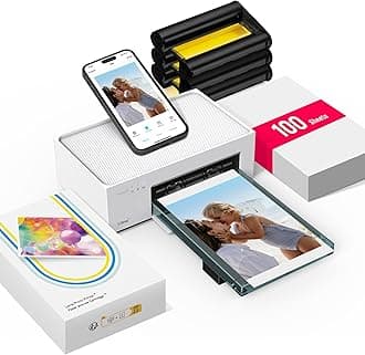 Liene 4x6'' Photo Printer, Portable Instant Printer for iPhone (100 Sheets), Full-Color, Thermal Dye Sublimation, Wi-Fi Picture Printer With 100 Sheets Paper & 3 Cartridges