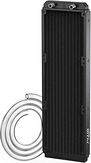 Water Cooling Computer Radiator, 12 Pipe Aluminum Heat Exchanger Liquid Cooling Radiator Heat Sink 360mm for CPU PC Laser Water Cool System DC12V Black with Tube