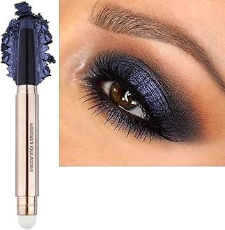 Black Eyeshadow Stick Eye Makeup Cream Shimmer Smooth Glitter Hypoallergenic Single Crayon Waterproof Long Lasting Eye Shadow Pencil Multi-Dimensional Eyes Look Pen(Dark Blue Black#12)