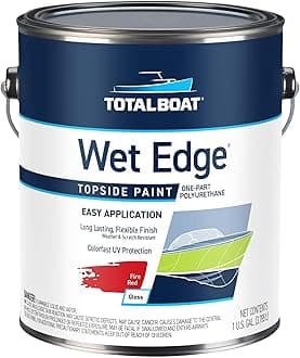 Wet Edge Topside Marine Paint Premium Polyurethane Coating for Boats, RVs, Exterior Trim, Fiberglass, Metal, and Wood (Fire Red, Gallon)