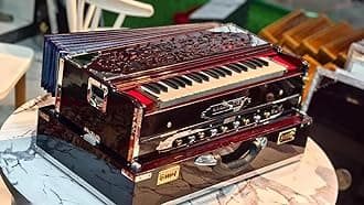 NamasteHimalayas Premium 3-Reed 9-Scale Changer Harmonium – Limited Edition Maroon Finish, Professional Quality Finish with Stunning Design, Best for meditation, Sound healing therapy and Kirtan
