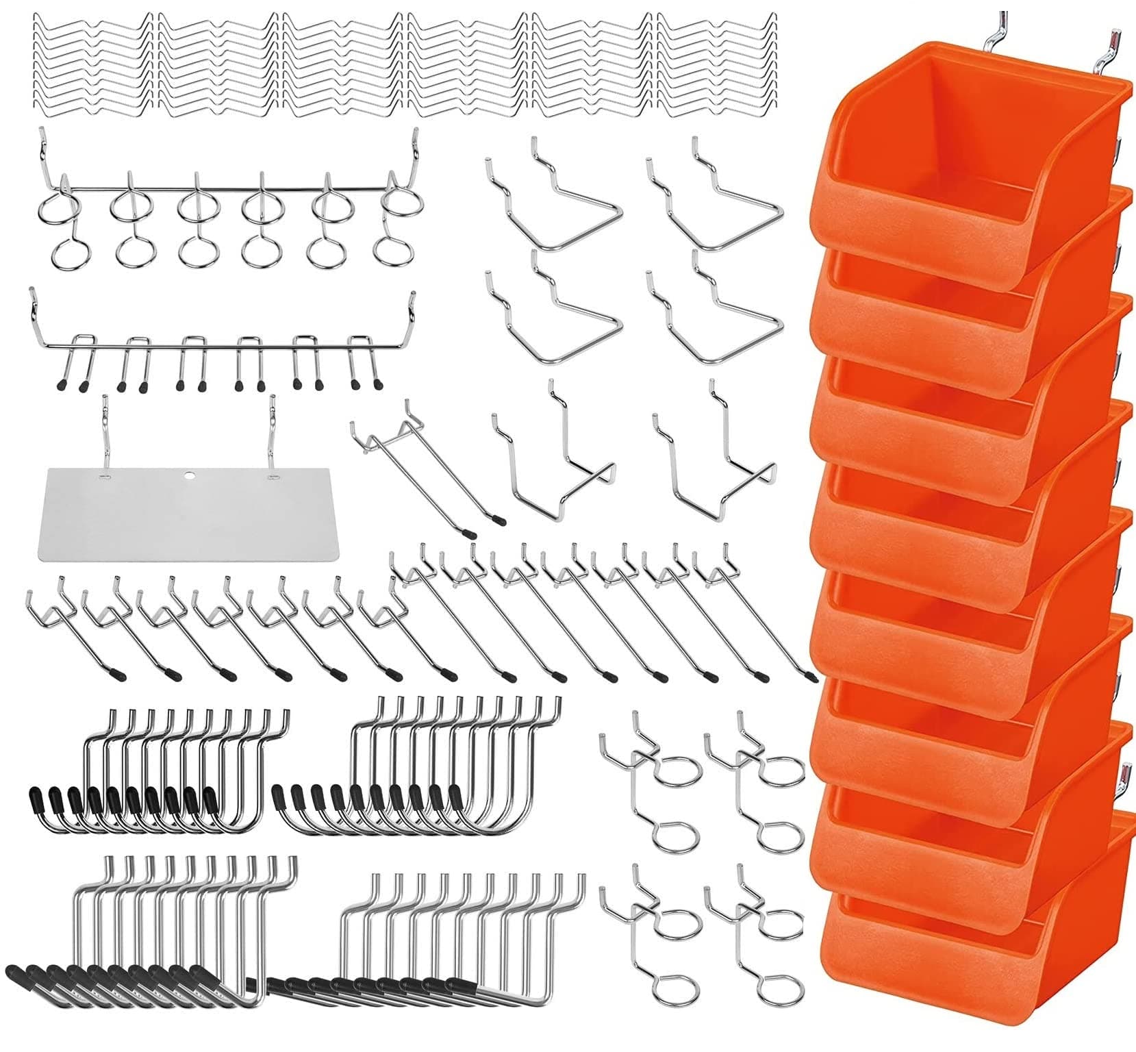HORUSDY Assorted Pegboard Hooks Pegboard Accessories with Pegboard Container to Organize Various Tools