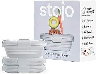 STOJO Collapsible Sandwich Box 3 Set - Cashmere, 24oz - Reusable Food Storage Container - To-Go Travel Silicone Bowl for Hot and Cold Food - Lunch, Camping and Hiking - Dishwasher Safe