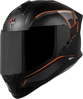- SBH-57 Carbon Fighter ISI and DOT Certified Full Face Helmet for Men and Women with Inner Chrome Sun Shield