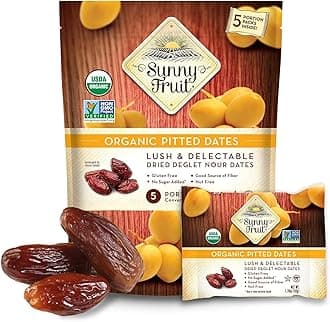 Organic Dried Pitted Deglet Nour Dates - 1 Bag (5 Individual Portion Packs) | No Preservatives, No Sugar Added | Healthy, Convenient Superfood Snack Packs | ORGANIC, NON-GMO, HALAL, KOSHER