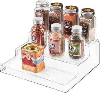 Idesign Linus Linus Plastic 3-Tier Spice Rack, Stadium Organizer Rack For Kitchen Pantry, Cabinet, Countertops, Bathroom, Desk, Clear