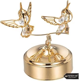 Matashi 24K Gold Plated Music Box with Two Hummingbirds – Stunning Holiday Tabletop Décor – Perfect Christmas, Valentine’s & Mother’s Day Gift for Wife or Grandma