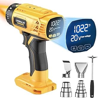 Heat Gun Compatible with Dewalt 20v Battery(No Battery):350W Cordless Battery Powered Heat Gun 122℉~1022℉ Variable Temperature Heat Shrink Gun w/LED Digital Display for Shrink Tubing,DIY