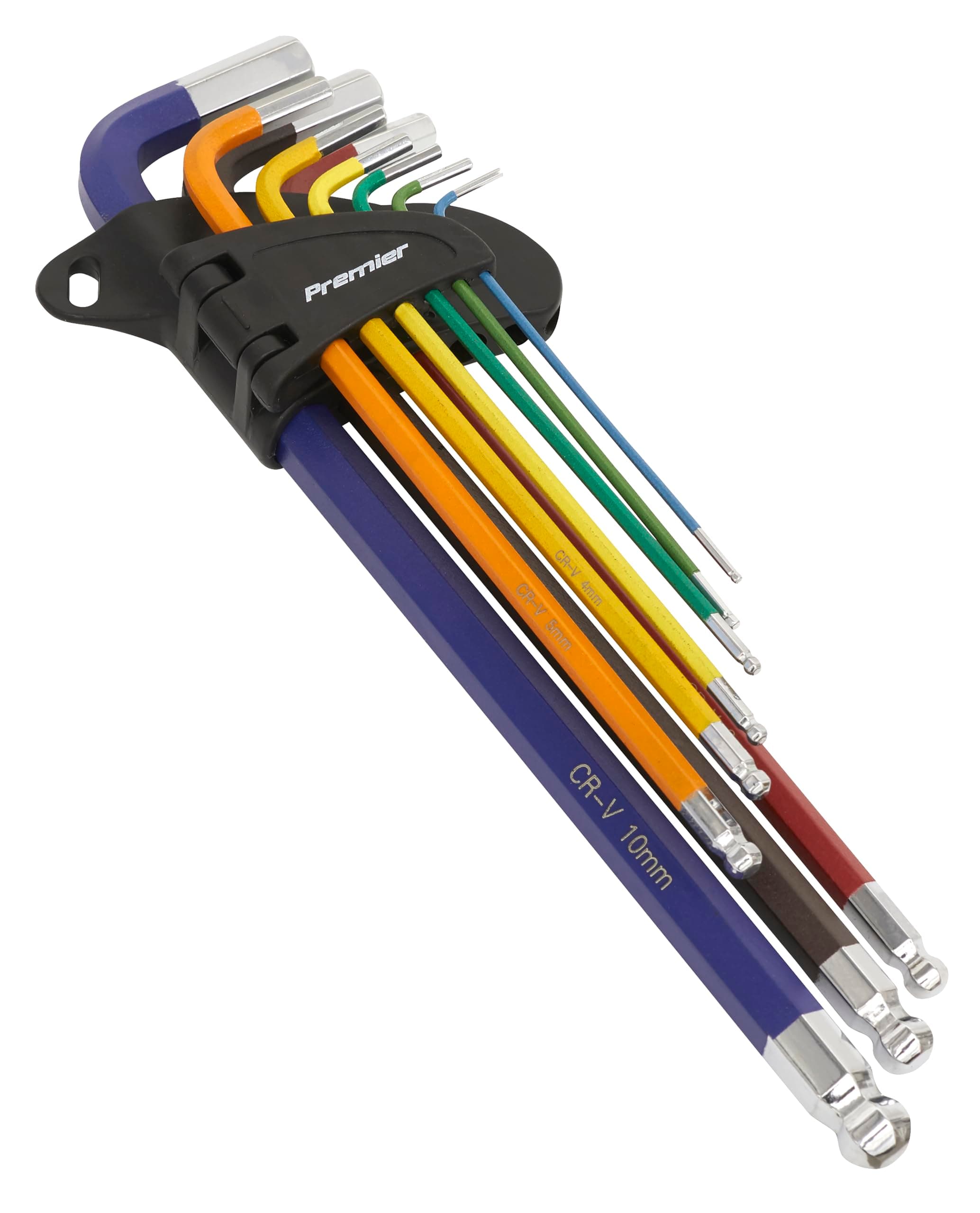 Sealey Ak7191 Ball-End Hex Key Set 9Pc Colour-Coded Extra-Long Metric