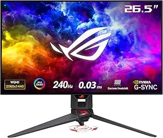 ASUS ROG Swift 27”1440P OLED DSC Gaming Monitor (PG27AQDM) - QHD (2560x1440), 240Hz, 0.03ms, G-SYNC Compatible, Anti-Glare Micro-Texture Coating, 99% DCI-P3, True 10-bit, DisplayPort,Black