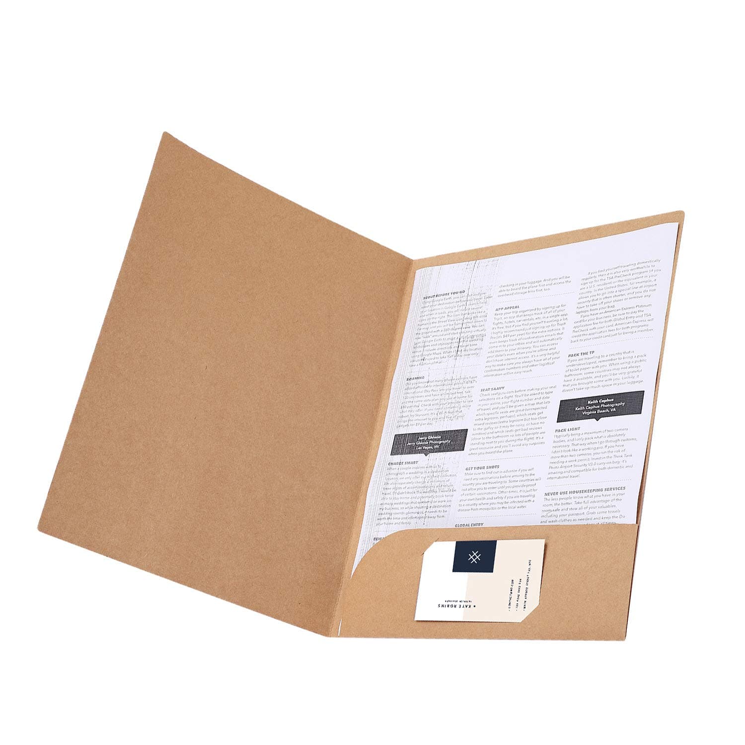 A4 Kraft Paper File Folder Square Cut Folder Foolscap Presentation Book Pockets Project Folder Documents Folder Portfolio Paperwork Organiser with Cards Slot Recycled 10 Pack Folio Folder