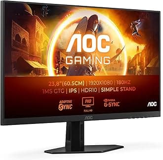 Gaming 24G4XE - 24 Inch FHD Monitor, 180Hz, IPS, 1ms GtG, FreeSync, Gsync compatible, Speakers, HDR10, Game Modes, G Menu (1920 x 1080 HDMI 2.0 / DisplayPort 1.4)