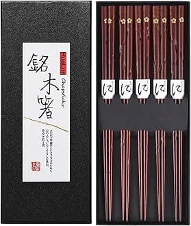 Japanese Natural Wood Chopstick Set Reusable Classic Style Chopsticks Non-slip Design Chop Sticks 5 Pairs Gift Set