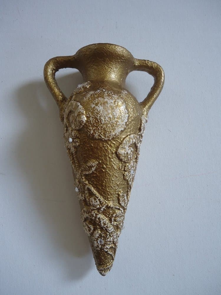 Amphora vase, wall vase, Swarovski elements, Gold