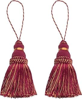 Fenghuangwu Colorful Tassel Key Tassel DIY Accessories for Curtain and Home Decoration (Mix red, 2P)