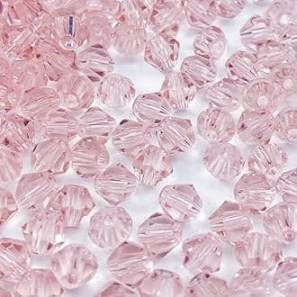 400pcs Bicone Crystal Beads 4mm Crystal Glass Faceted Beads for Necklace Bracelet Earrings DIY Jewelry Crafts Making Supplies(Light Pink)
