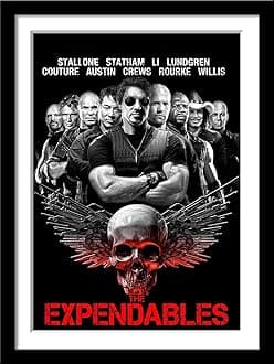 Tallenge - The Expendables - Sylvester Stallone - Hollywood Action Movie Poster - Small Framed Poster(Paper,12x17 inches, Multicolour)