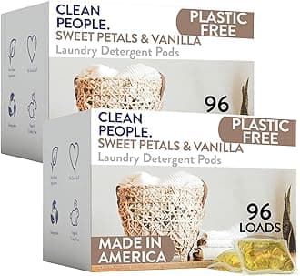THE CLEAN PEOPLE Laundry Detergent Pods - Plant-Based, Hypoallergenic Laundry Pods - Ultra Concentrated, Plastic Free, Recyclable Packaging, Stain Fighting - Sweet Petals, 192 Pack