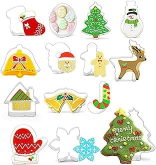 14 Pack Christmas Cookie Cutters for Baking, Stainless Steel Christmas Biscuits Cutters for Kids with Christmas Tree, Reindeer, Snowman Cookie Moulds for Christmas Table Decoration, Dinner Decoration