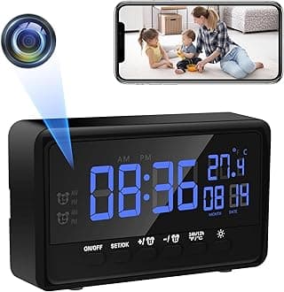 CYI Small Camera Clock-Type Camera 140° Wide Angle Smartphone Sync 1080P Quality Night Vision, Motion Detection Automatic Alert 4-Hour Operation 256GB WiFi Remote Control Long-Duration Recording
