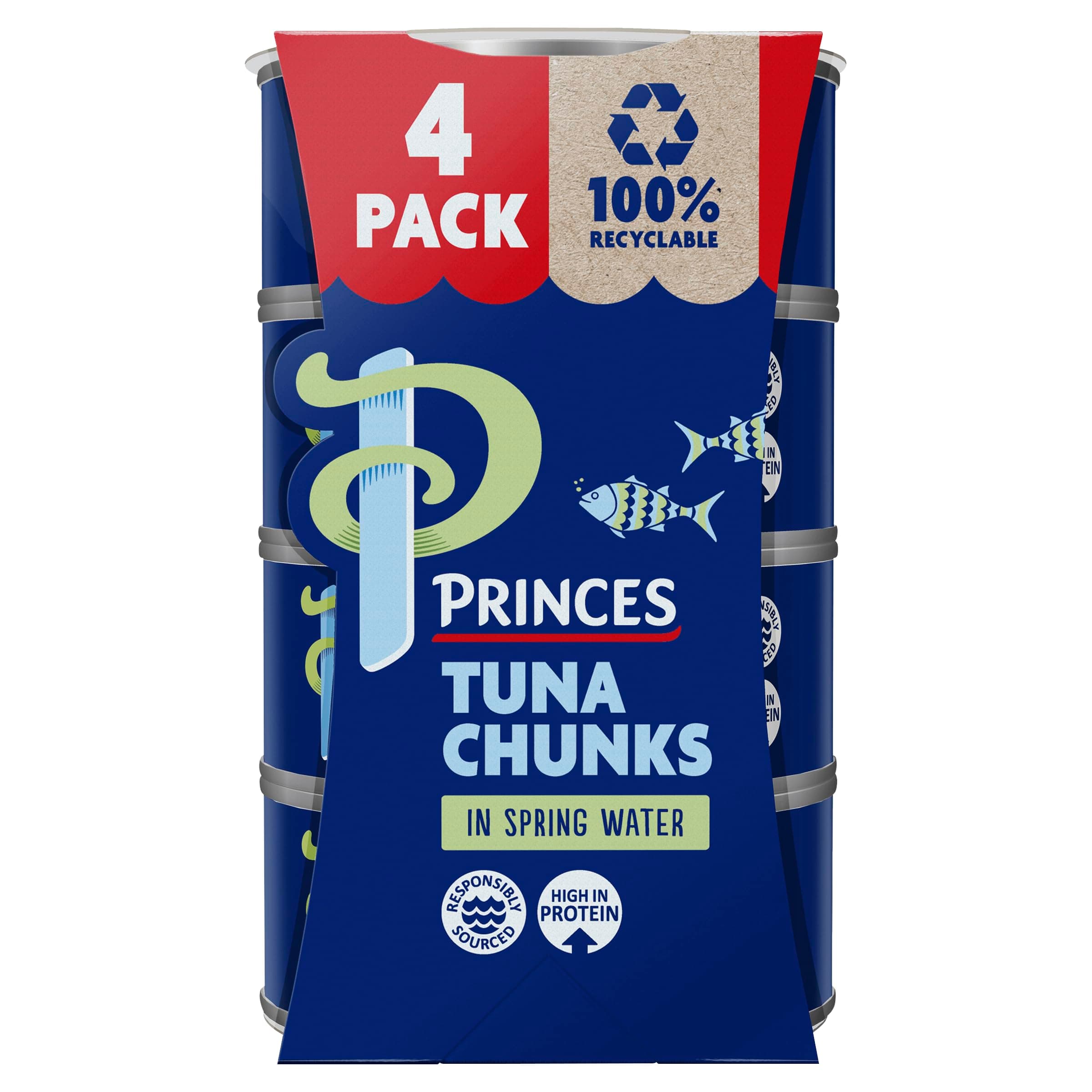 Princes Tuna Chunks in Spring Water, 145 g (Pack of 4)