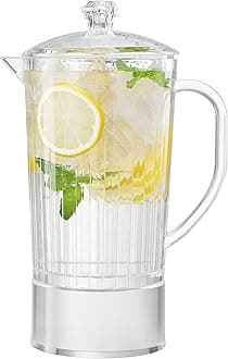 Khen Acrylic Pitcher, 2 Liter Water With Lid, Iced Tea Pitcher for Fridge, Glass Water Carafe With Lid, Glass Water Jug, Large Drink For Juice, Milk, Cold Or Hot Beverages, 2 Quarts