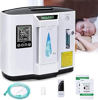 DEDAKJ Oxygen Machine, 1-7l / Min Oxygen Machine, Accumulated Time Adjustment for Home and Travel, Time Control/Wireless Remote Control（1A）
