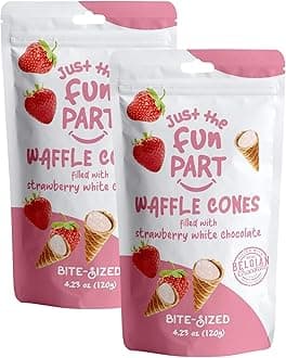 Just The Fun Part Waffle Cones Filled with Strawberry White Chocolate