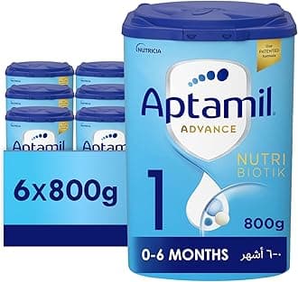 AptamilAdvance 1 Infant Milk Formula, Palm Oil Free, 0-6 Months (800g each) Pack of 6