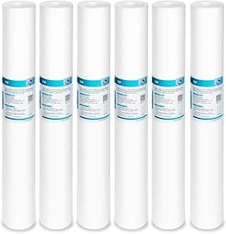Membrane Solutions 5 Micron Sediment Water Filter Replacement Polypropylene Cartridge 20" x 2.5" for Whole House Filter System - 6 Pack