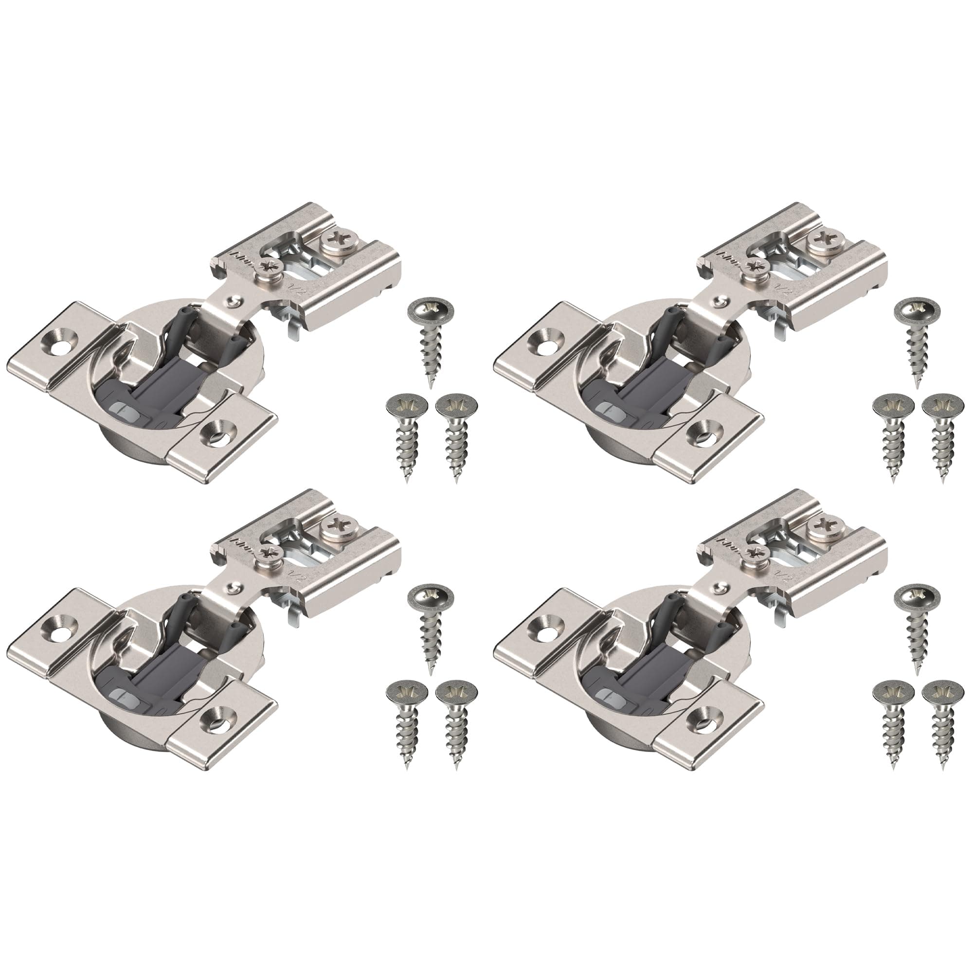 Compact BLUMOTION Hinge (2 Kits), 1/2" Overlay, 105° Opening Angle, Steel, Integrated Soft-Close Hinges for Face Frame Cabinets