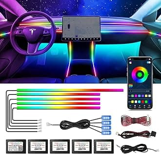 Tesla Dreamcolor Interior Car Lights, WEBUPAR Tesla Car Accessories 9 in 1 Car LED Strip Lights with APP Control and 213 Modes, 175 inches 593 LEDs Acrylic Fiber Optic Lights, RGB Neon Car Lighting