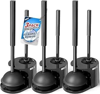 3Pack Toilet Brush and Plunger Set, Extended Handle Plunger,Toilet Bowl Brush Plunger Set,Bathroom Cleaning Tools,Toilet Brush Plunger Combo,Cleaning Brush,Cleaning Supplies(20inch)