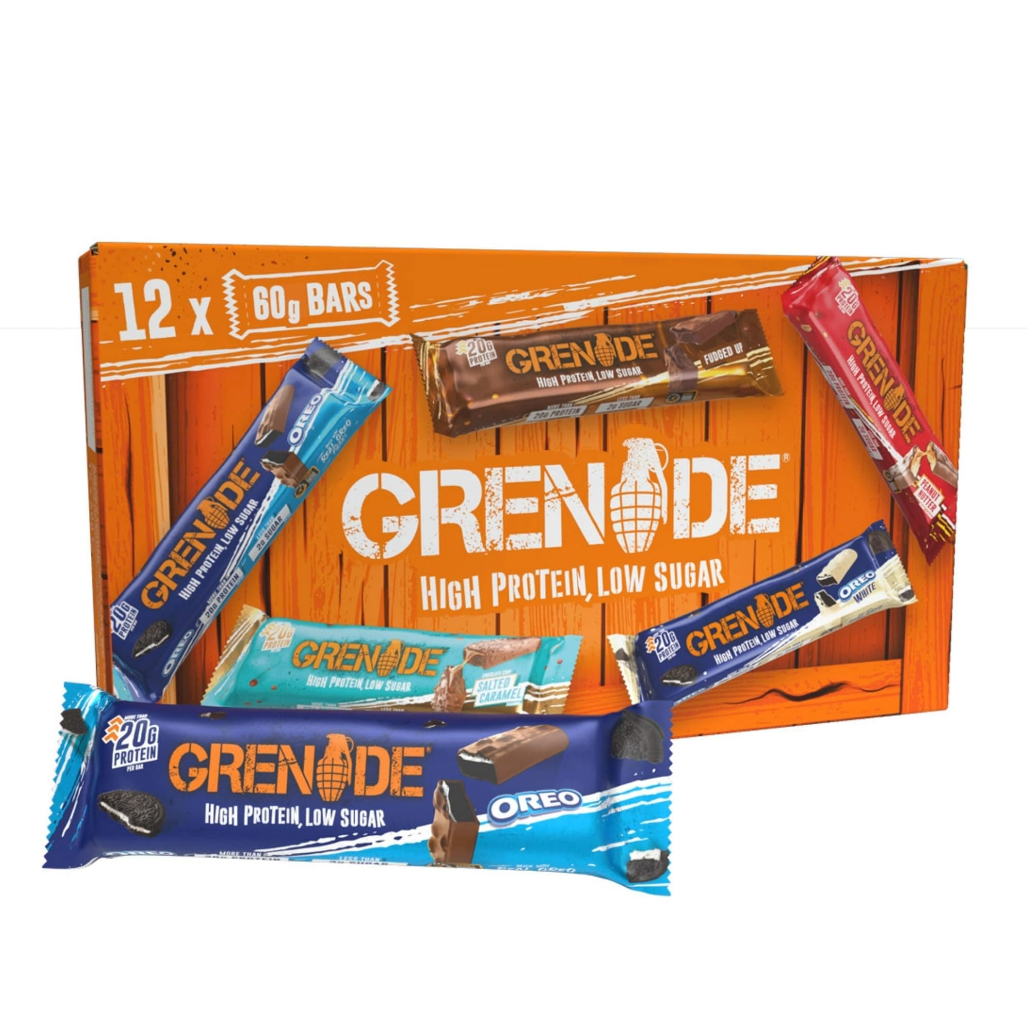 Grenade Selection Box - High Protein, Low Sugar Bars, 12 x 60 g Variety Pack (Packaging & Flavours May Vary)