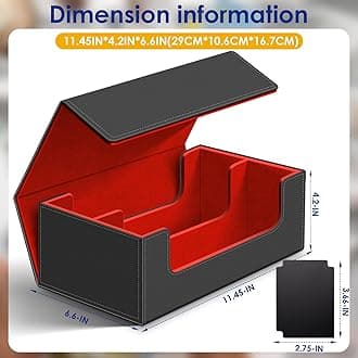 Homthy 1200+ Card Deck Case for Trading Cards, Leather Magnetic Closure Commander Card Storage Box Magic Card Protectors Fit for YuGiOh, MTG and Sport Cards (Red)