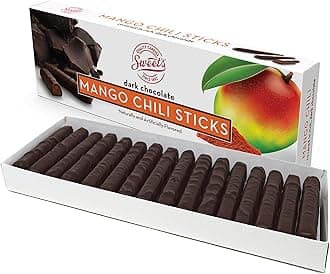 Dark Chocolate Mango Chili Sticks - Gourmet Chocolate Covered Sticks, Chocolate Fruit Flavored Sticks, Gift Idea for Holidays, Gluten Free, Kosher - 10.5 oz Box