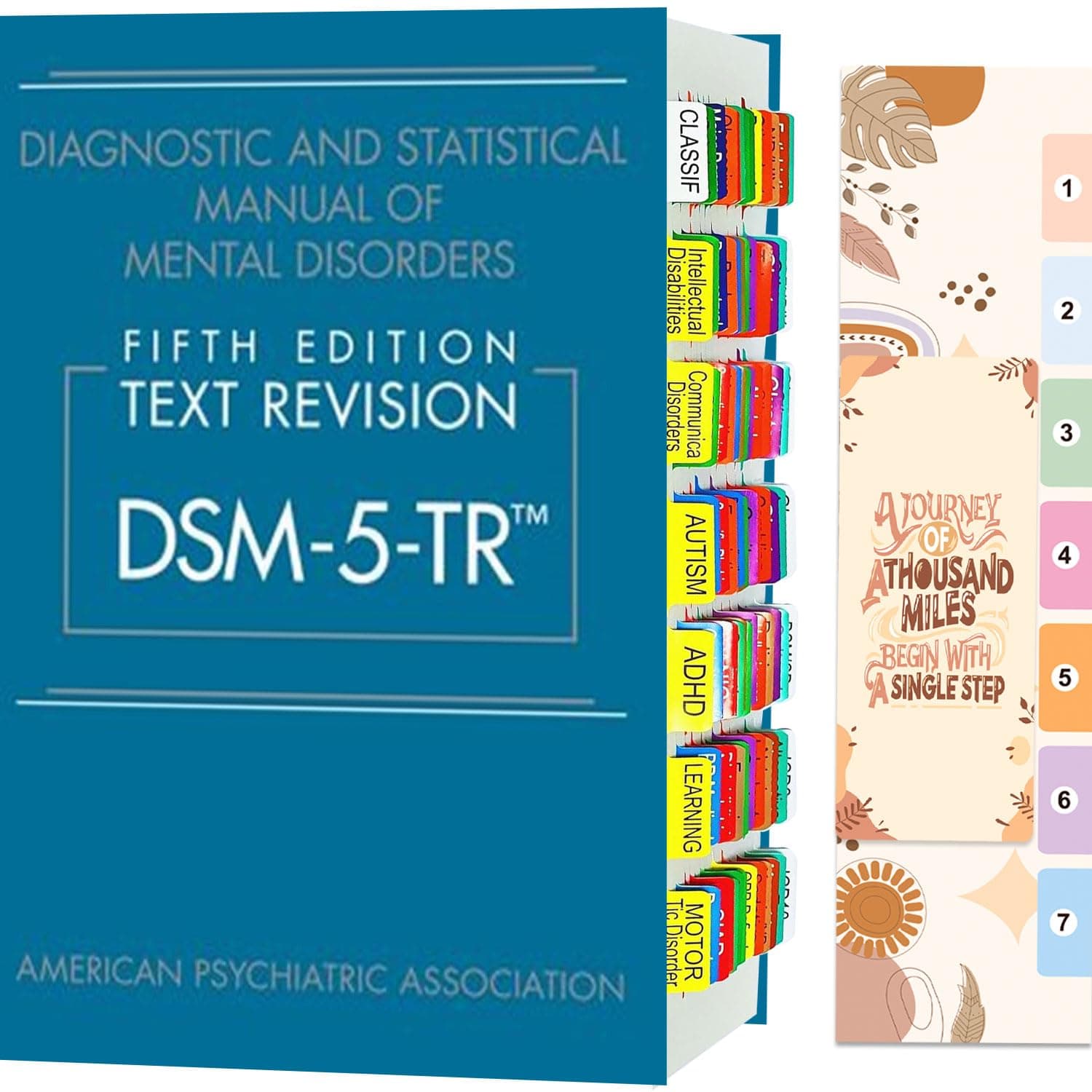 Index Tabs for DSM 5 TR, DSM-5, Tabbing System for DSM-5-TR Diagnostic and Statistical Manual of Mental Disorders, 96 Laminated and Color-Coded Tabs with Alignment Guide (Book not Included)