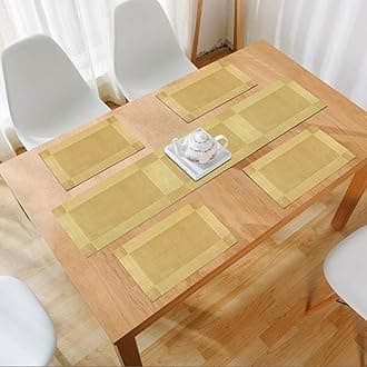 HOKIPO Pvc Dining Table Mat 4 Pieces With Runner (Ar3125), Gold