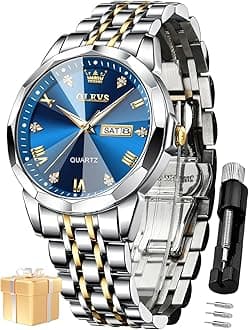 OLEVS Watch for Man Analog Quartz Dress Diamond Business Stainless Steel Watches Waterproof Luminous Date Luxury Wrist Watches