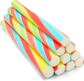 Traditional Handmade Rock Candy Sticks/Blackpool Rock - Fruit Rainbow Flavour, 10 Sticks
