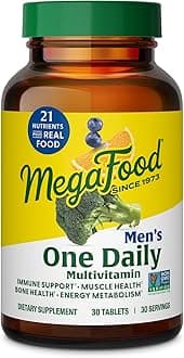 – MegaFood Men's One Daily Multivitamin - with Zinc, Selenium, B Vitamins, D, and Real Food - Immune Support - Energy Metabolism - Muscle and Bone Health - Vegetarian - 30 Tabs