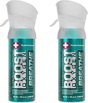 Pocket Size Breathe Menthol-Eucalyptus Aroma 3L Canister | Respiratory Support for Altitude, Performance & Health (2 Pack)
