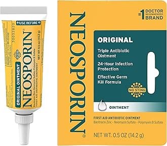 Original First Aid Triple Antibiotic Ointment with Bacitracin Zinc for Infection Protection, Wound Care Treatment & Helps Minimize The Appearance of Scars for Minor Wounds, .5 oz