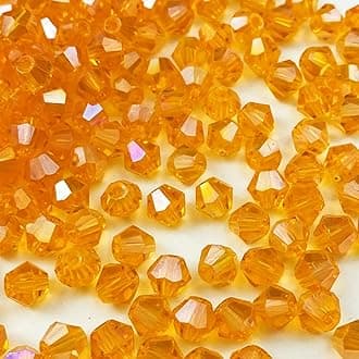 600pcs Bicone Crystal Beads 3mm Crystal Glass Faceted Beads for Necklace Bracelet Earrings DIY Jewelry Crafts Making Supplies(Orange AB)