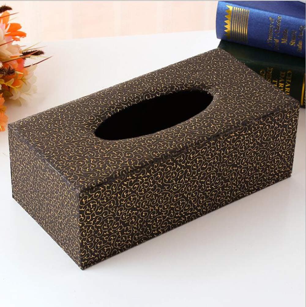Leather Tissue Box Holder - Waterproof Rectangular Tissue Box Cover Vintage Napkin Paper Holder for Home,Office&Car Decor (Black Clouds)