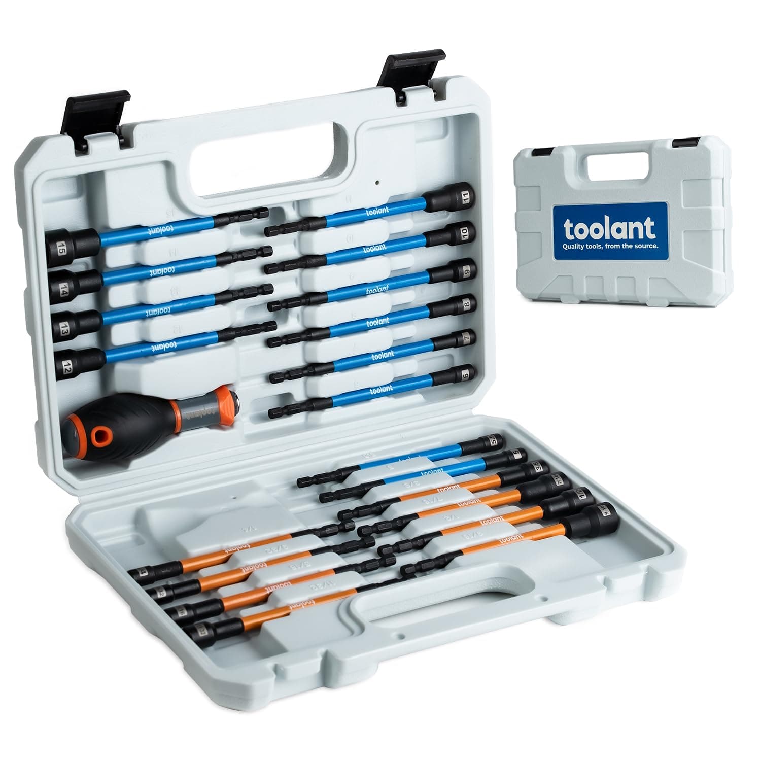 toolant Extra Long Nut Driver Bit Set, SAE/Metric Magnetic Nut Driver Set