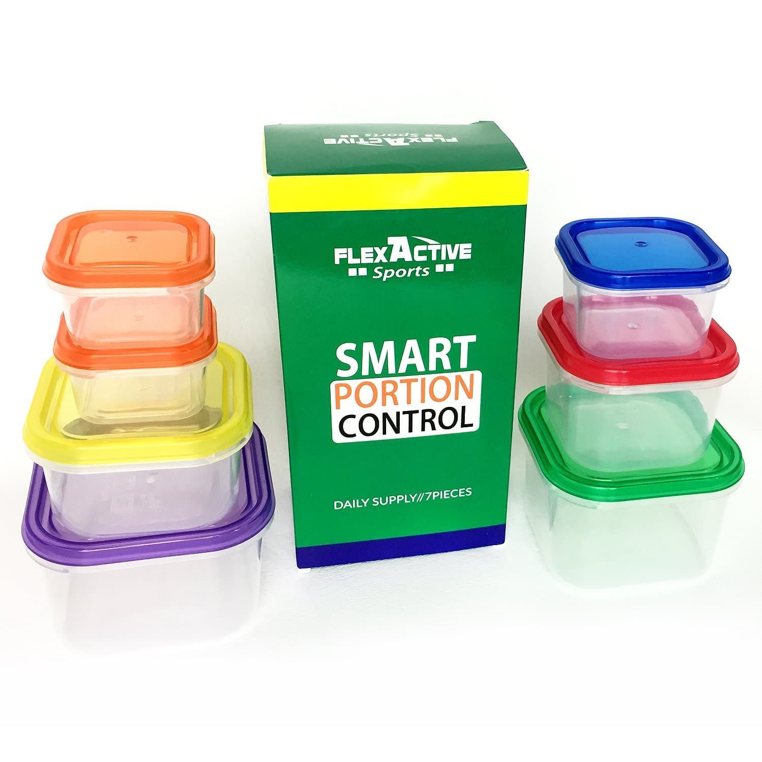 Portion Control Containers (5pcs) Meal Prep and Food Storage System for Diet and Nutrition - by Flex Active Sports