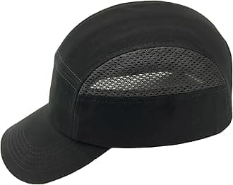 Lucent Path Black Baseball Safety Bump Cap - 100% Cotton, Impact-Resistant ABS Shell, Dual-Layer Padded Foam, Breathable, Adjustable Head Protection Hard Hat Cap